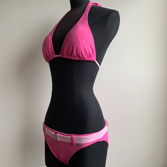 Billabong surf BLUE CRUSH era Vintage bikini pink belted halter top set RARE - Picture 5 of 8
